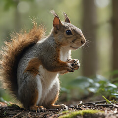 a squirrel that is standing on the ground eating