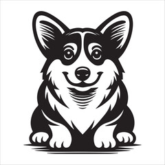 Pembroke Welsh Corgi dog, vector illustration, silhouette