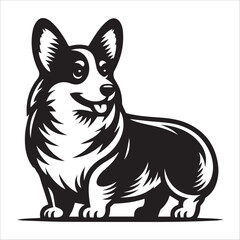 Pembroke Welsh Corgi dog, vector illustration, silhouette