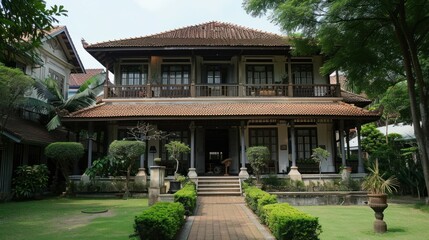 Fototapeta premium Contemporary buildings in Thailand Old-style office buildings in Thailand