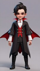 Vlad Tepes Vampire Count Dracula Costume 3D Style Cute Child. Generative AI