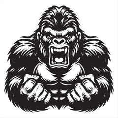 Gorilla, vector illustration, silhouette