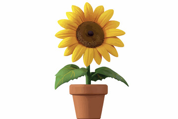 Obraz premium Clipart sunflowers on a white background. Illustration of sunflower flowers. Bright flowers on a light background.