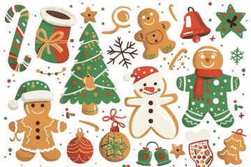 Fototapeta premium Set of Christmas icons; vector illustration of Christmas and New Year symbols