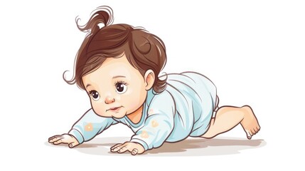 Naklejka premium Cute little baby crawling on white background. Cartoon jersey