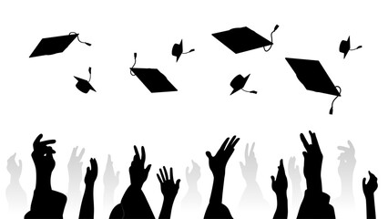 Silhouette throwing a graduation cap Used for decoration, advertising design, websites or publications, banners, posters and brochures.