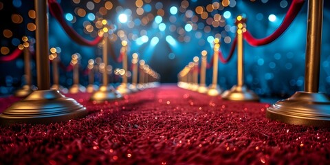 Glamorous red carpet backdrop for a movie premiere event. Concept Red Carpet Event, Movie Premiere, Glamorous Backdrop, Hollywood Style, VIP Experience