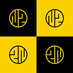 Simple NZ and ZN Letters Circle Logo Set, suitable for business with ZN and NZ initials
