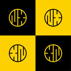 Simple NX and XN Letters Circle Logo Set, suitable for business with XN and NX initials