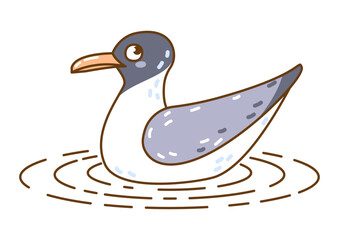 Cute сartoon seagull  isolated on white - funny bird for Your design