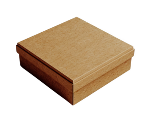 Top view of carton parcel, Delivery packaging isolated, Realistic cardboard box package, Brown paper box, PNG, transparent background.