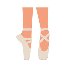 ballerina feet wearing white pointe shoes- vector illustration © chrupka