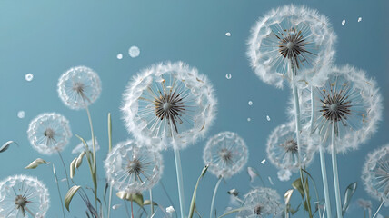 Beautiful fantasy abstract on a light blue background. Light delicate summer spring floral background