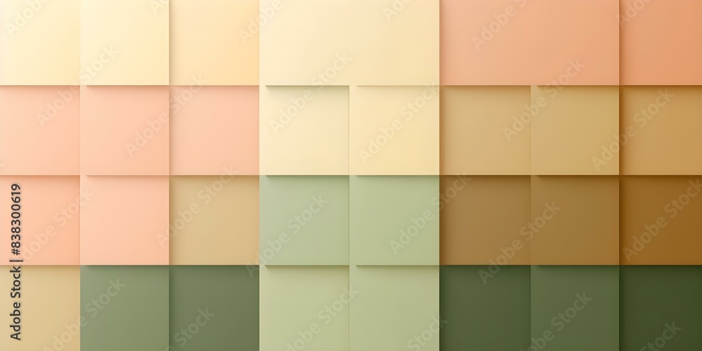 Poster a soft background in a muted color palette with subtle gradients and squares for design elements the