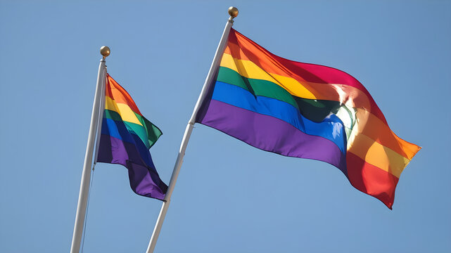 pride flag waving in the sky