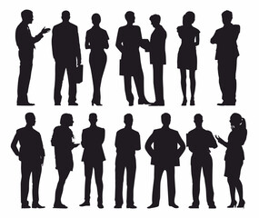 business people silhouette, team of man and woman. isolated on white background