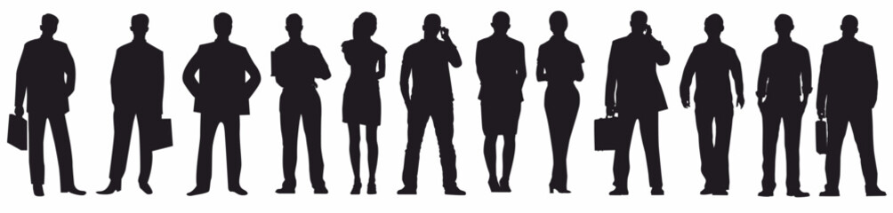 Silhouette of Business people set. 