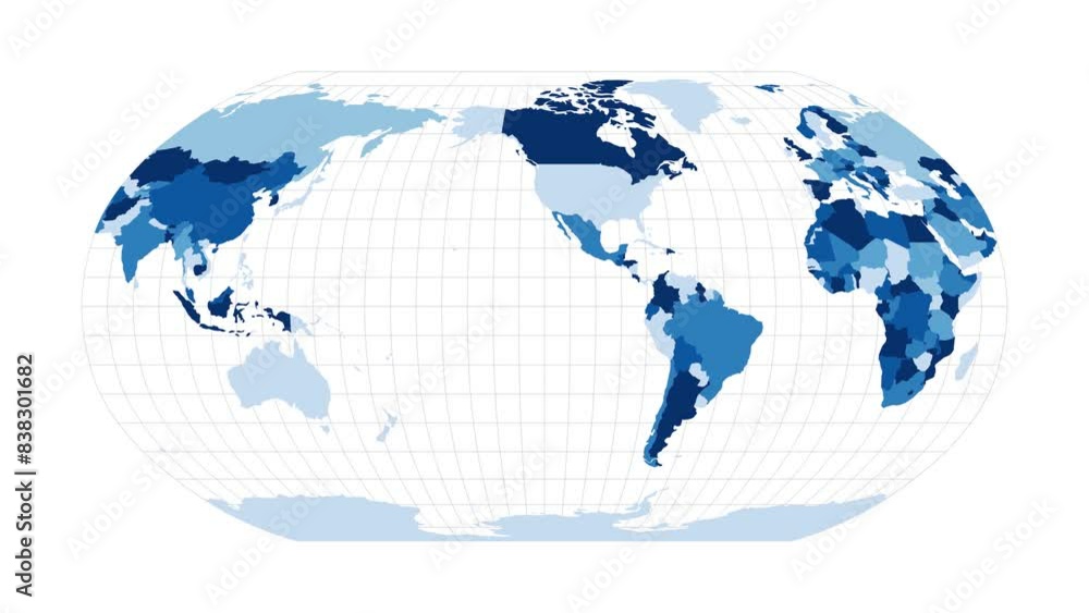 Poster world map. robinson projection. loopable rotating map of the world. superb footage.