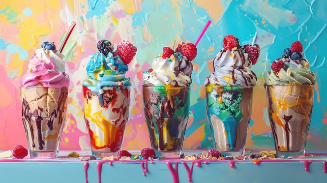 Ice cream sundaes with creative and fun toppings