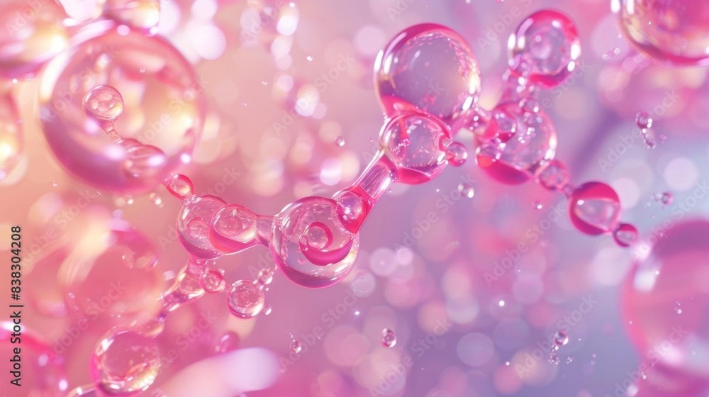 Poster Abstract image of colorful pink bubbles with a bokeh background, creating a dreamy and vibrant visual effect.