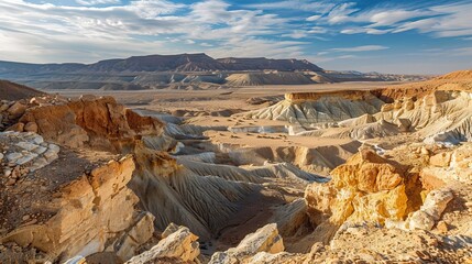 Arava Desert. Beautiful view of the rock formation and landscape of the Arava desert valley near Shhoret Canyon, southern Israel. Design for every purpose