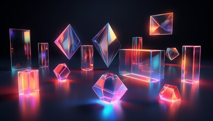 holographic crystal glass square, triangle