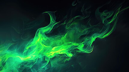 A green flame isolated on black background 