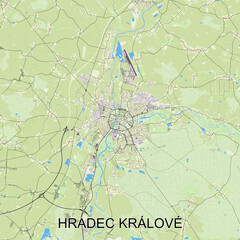 Hradec Králové, Czechia - Česko - map poster art