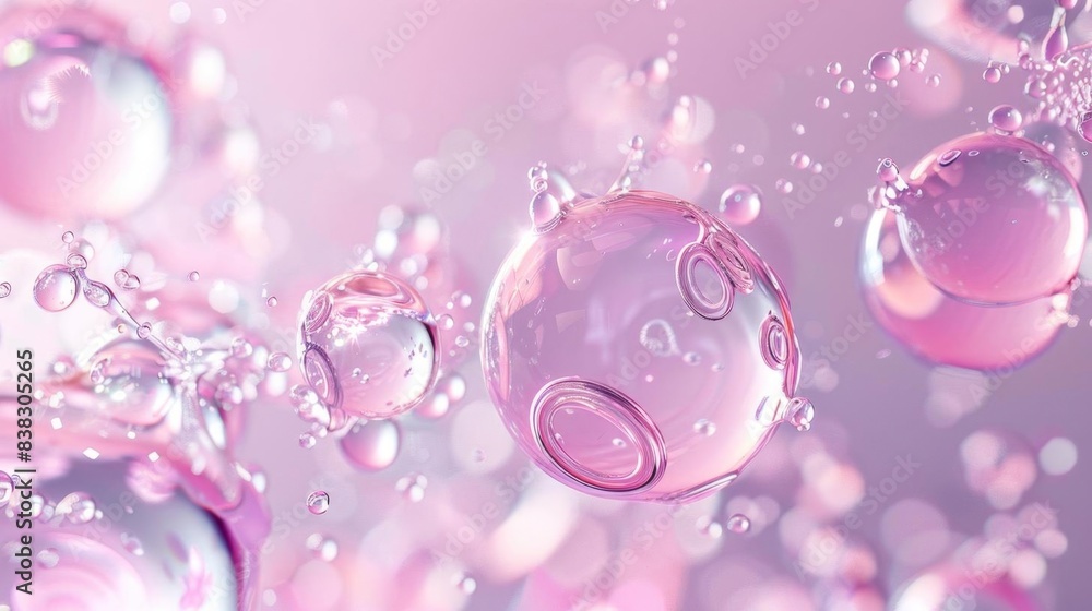 Poster close-up of pink bubbles in water, creating a delicate and dreamy abstract effect with soft lighting