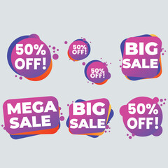 Realistic red price tags collection. Special offer or shopping discount label. Retail paper sticker. Promotional sale badge with text. Vector illustration.