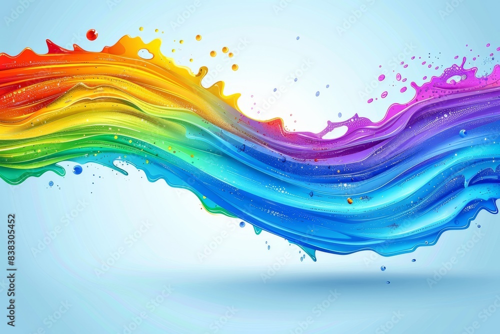 Poster dynamic splash of vibrant rainbow colors on a white background creating an energetic and abstract il