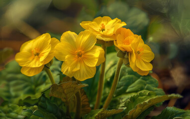 Obraz premium A bunch of yellow flowers are in a garden