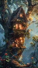 Fototapeta premium Enchanting Animal Adventures: Whimsical 2D Illustrations for Children's Book