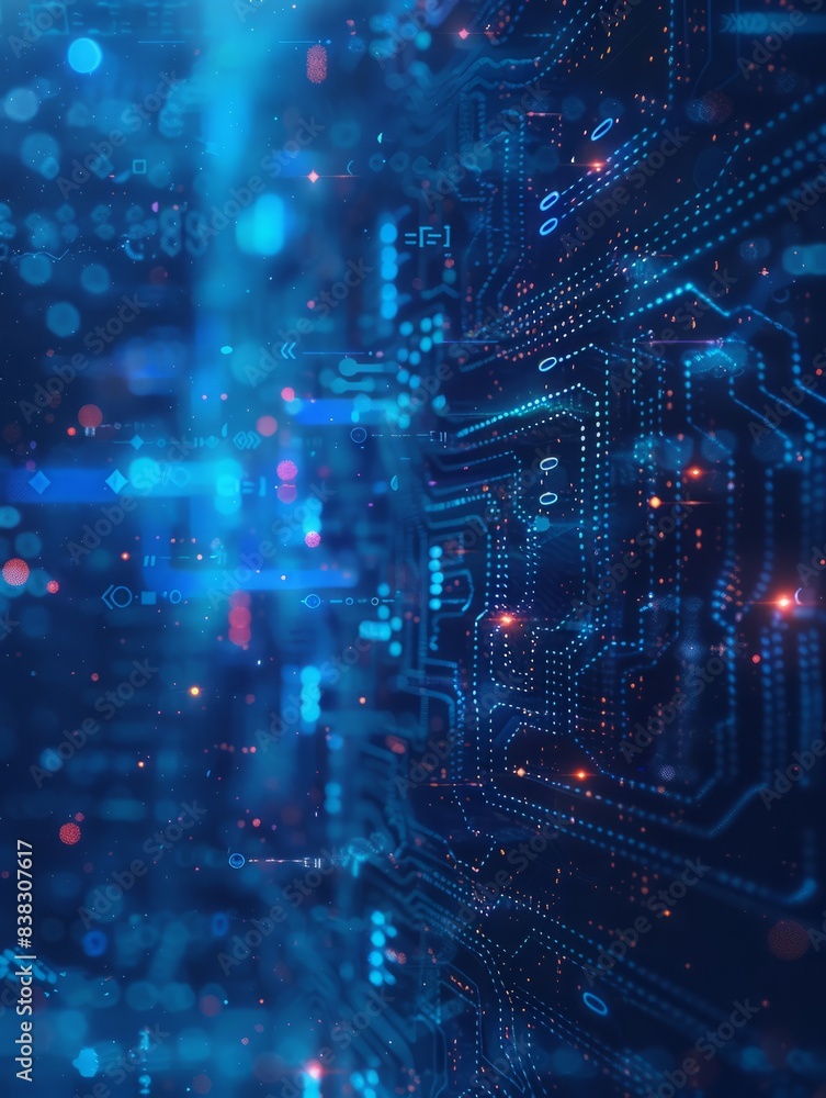 Poster system digital data flow illustration business artificial, intelligence cyber, internet communicatio