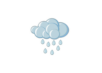 Vector illustration of a cartoon cloud with raindrops