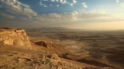 Fototapeta premium Arava Desert. Beautiful view of the rock formation and landscape of the Arava desert valley near Shhoret Canyon, southern Israel. Design for every purpose