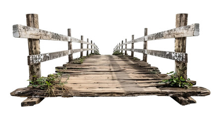 Naklejka premium wooden footbridge, isolated on a white background.