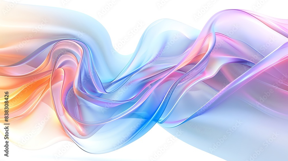 Poster elegant flowing colorful abstract wave pattern with smooth gradient light tones on white background,
