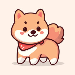 Happy cute shiba inu dog cartoon vector illustration