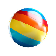 beach ball in mid-air, isolated on a white background.