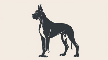 Obraz premium Simple, clear, artisanal stencil print style illustration of Great Dane dog isolated on white background. Stencilled graphic design, modern, minimalist, trendy, product