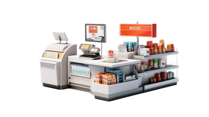 supermarket cashier station, isolated on a white background