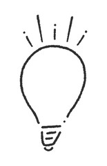 ピカッと光っている電球の手描きイラスト -電気･アイデア･ひらめきのイメージ素材

