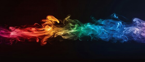 Backlit Smoke Rainbow smoke, negative space, isolated on black background, advertising photoshoot, pride month LGBTQIA theme