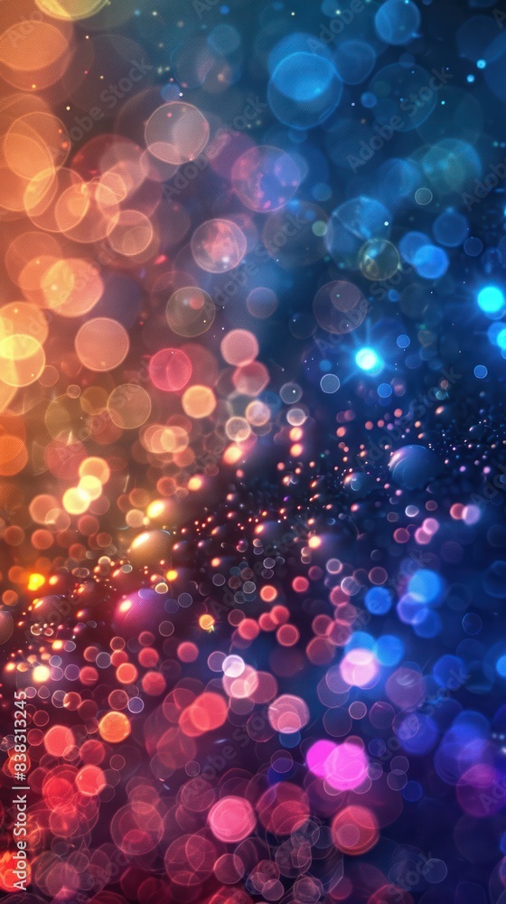 Aufkleber colorful bokeh abstract background featuring soft, out-of-focus lights in warm and cool tones, creat