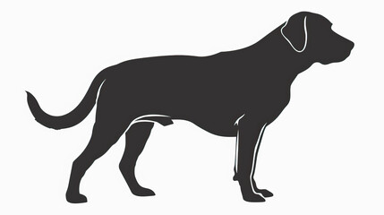 Naklejka premium Simple and modern 2D vector graphic design illustration of labrador retriever dog in stencil print style on white background, isolated, black and white