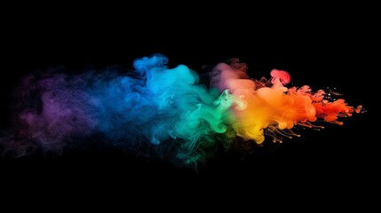 Fototapeta premium Gothic Rainbow smoke, negative space, isolated on black background, advertising photoshoot, pride month LGBTQIA theme