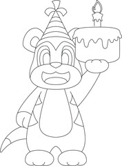 Meerkat Birthday Candle Cake Animal Vector Graphic Art Illustration