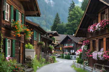 Switzerland house.
Swiss Vibes: Picturesque Switzerland beautiful Homes and Scenic Landscapes. - Powered by Adobe