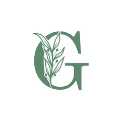 Botanical logo design letter vector with creative flower concept